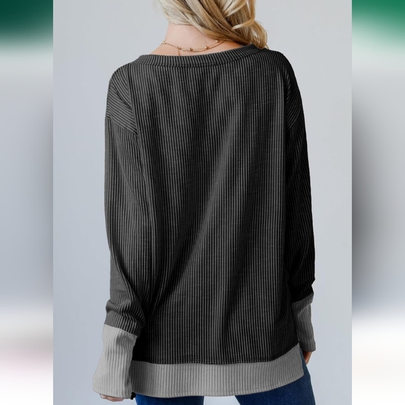 SHEWIN Womens Sweatshirt Casual Fall Tops for Women Trendy Button Henley Neck, M - Picture 4 of 6